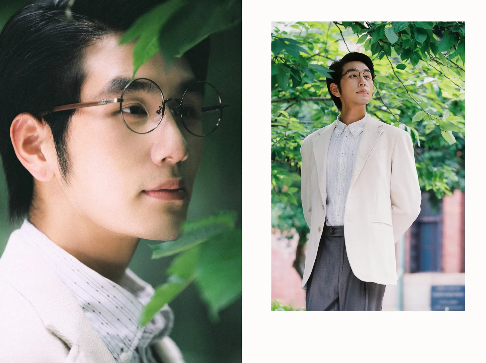 红砖拱门外，绿意正浓，红砖拱门、旗袍、绿植，竖幅中段转折第7幅，进部摄影创作作品